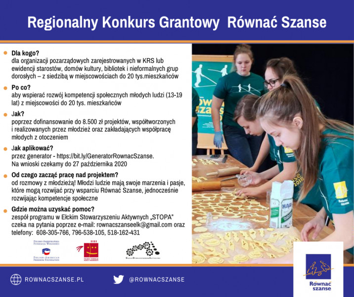 Regionalny Konkurs Grantowy Równać Szanse - informacje