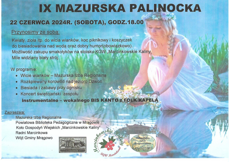 IX Mazurska Palinocka 22 czerwca 2024 godz. 18:00  