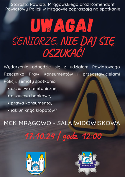 Plakat informacyjny spotkanie z seniorami